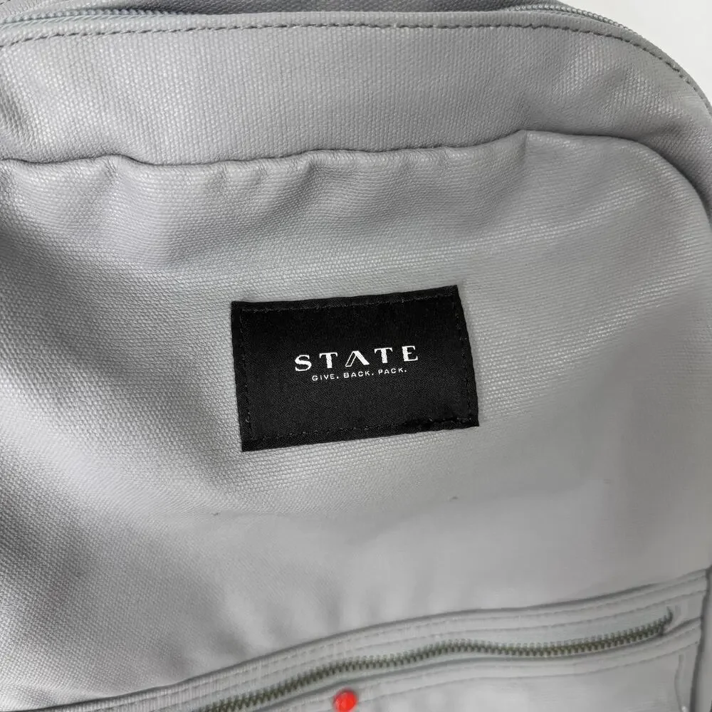 STATE Bags Backpack Frost Gray One Size Map Lining Laptop Sleeve Padded Straps